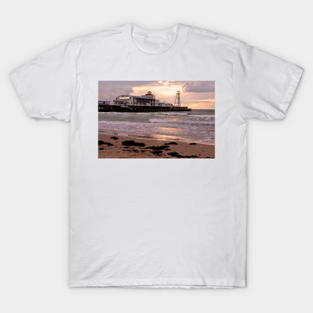 Bournemouth Pier And Beach Dorset England T-Shirt by AndyEvansPhotos